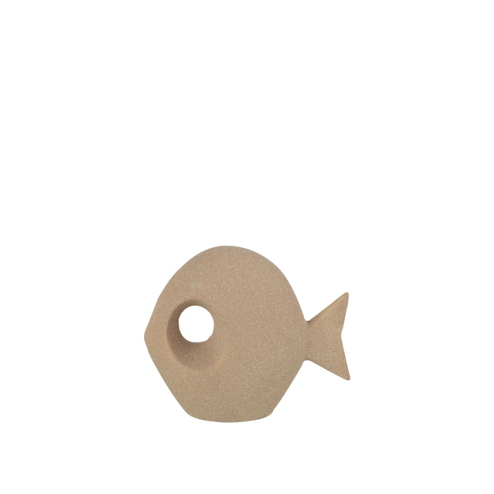 Individual round fish decorative figure from the Ocean Collection in a sand tone.