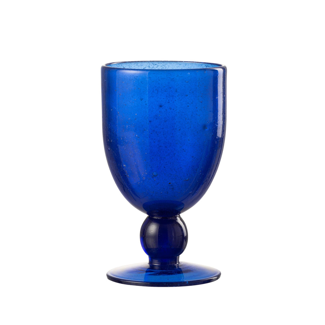 Front view of the Ocean Cup in deep blue with rounded bowl and footed base.