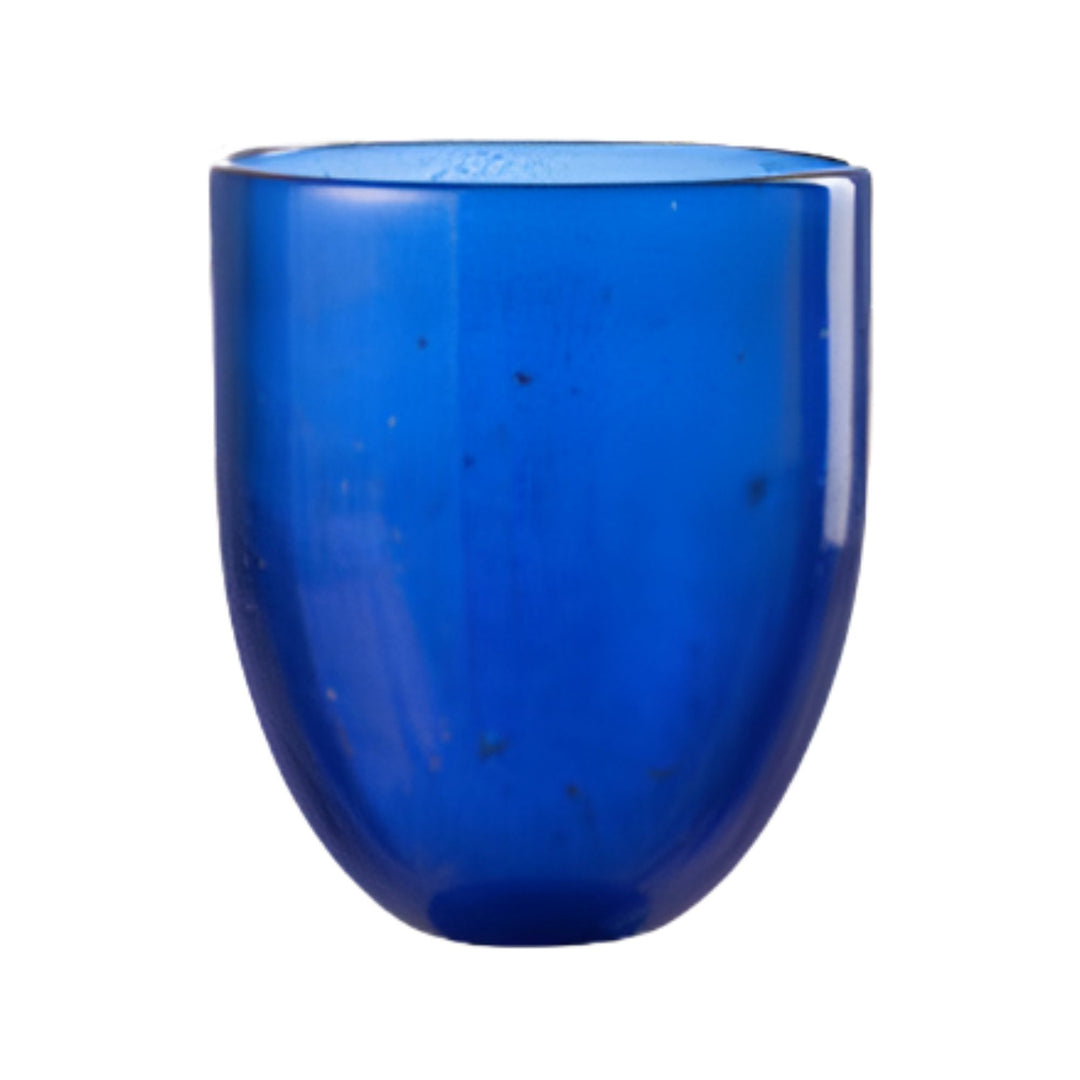 Front view of the Ocean Glass in deep blue with smooth rounded shape.