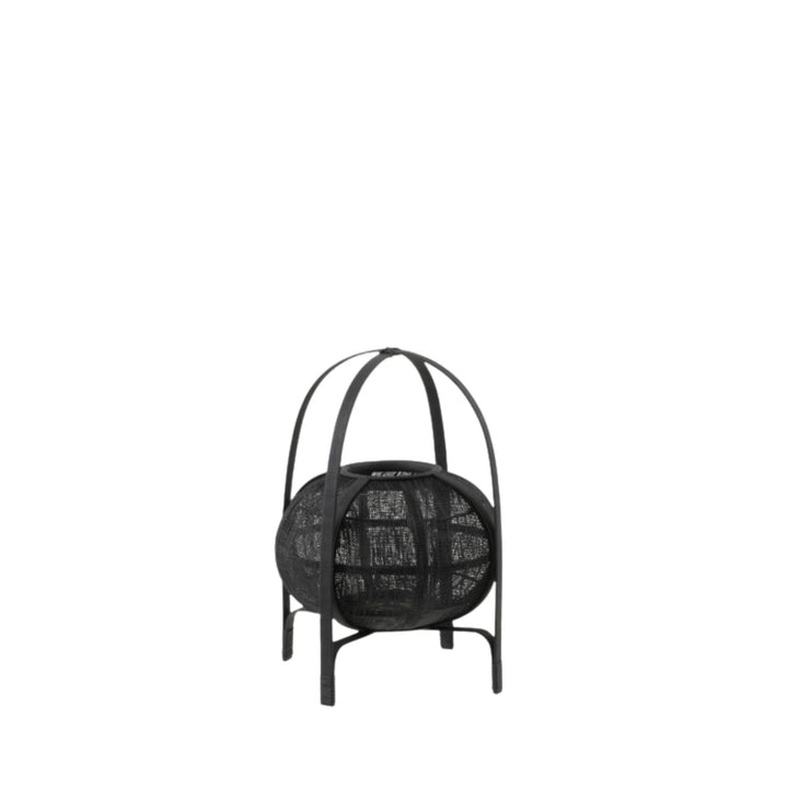 Single Ogun lantern isolated on white background highlighting its curved handle and elevated base.