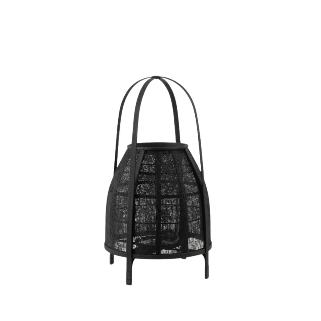 Single Ogun lantern isolated on white background highlighting its curved handle and elevated base.