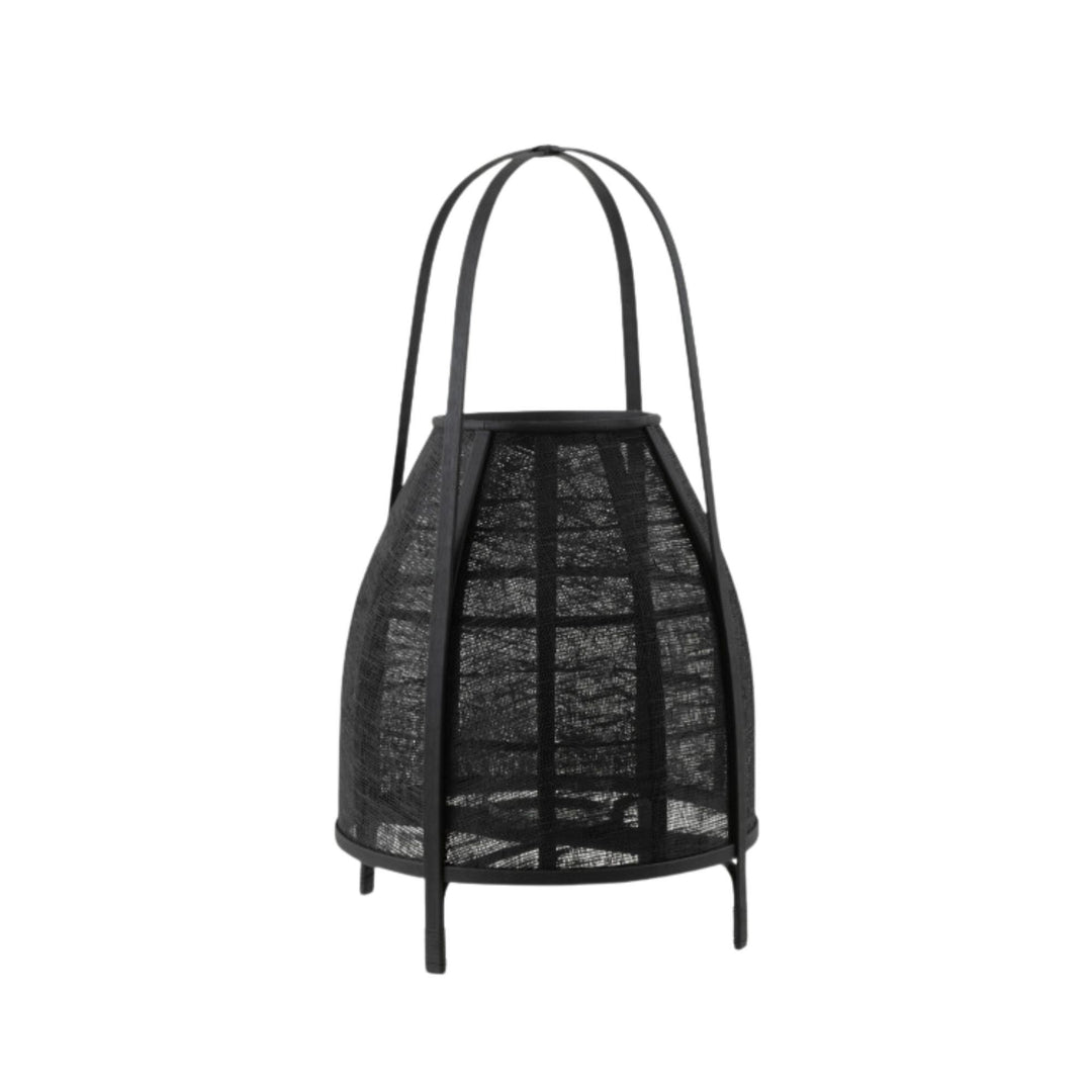 Single Ogun lantern isolated on white background highlighting its curved handle and elevated base.