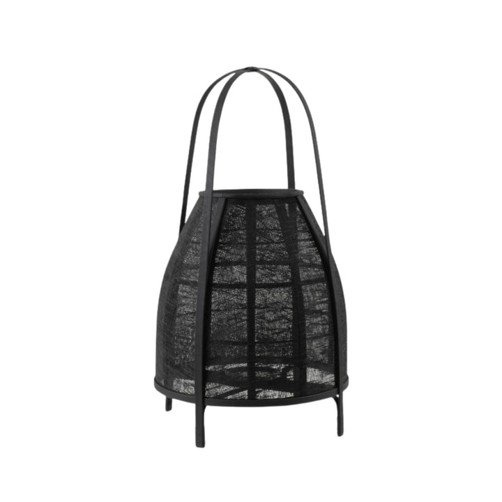 Single Ogun lantern isolated on white background highlighting its curved handle and elevated base.