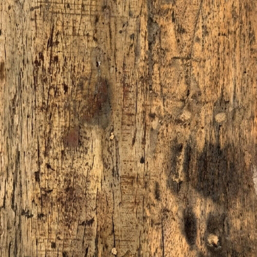 Detail view of Old Bar Stool seat highlighting the aged sheesham wood texture and grain.