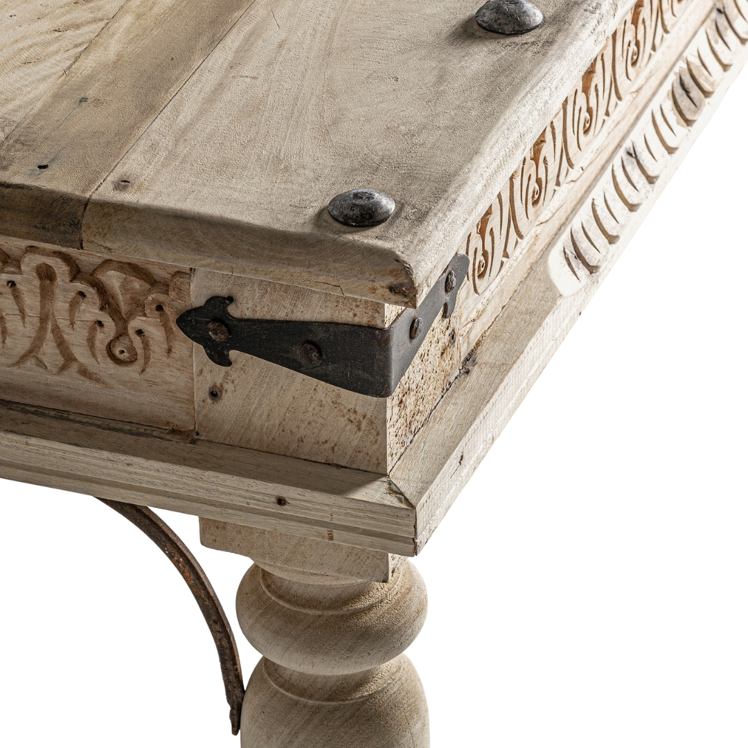 Front view of the Old India Coffee Table crafted from natural reclaimed wood.