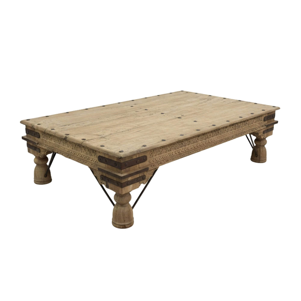 Front view of the Old India Coffee Table handcrafted from reclaimed wood.