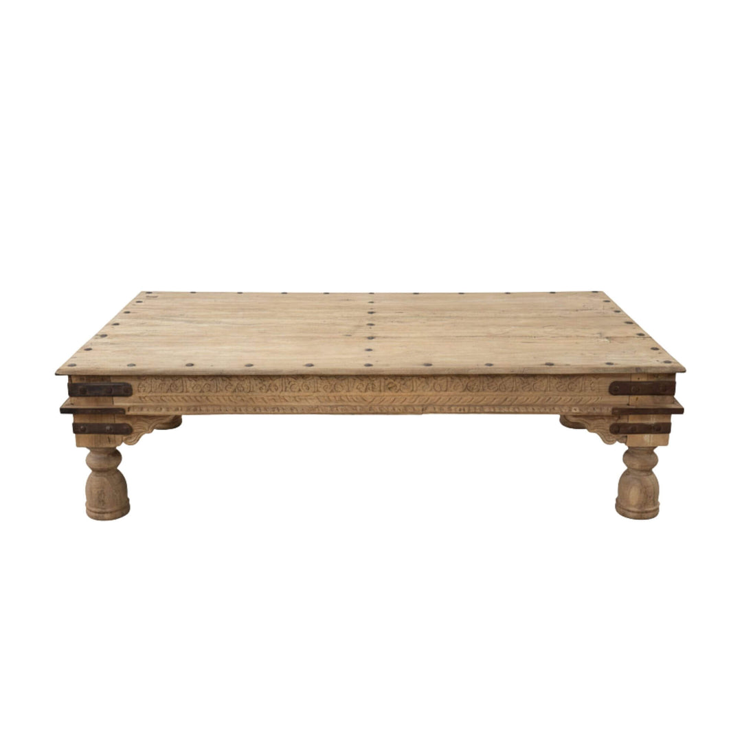 Front view of the Old India Coffee Table handcrafted from reclaimed wood.