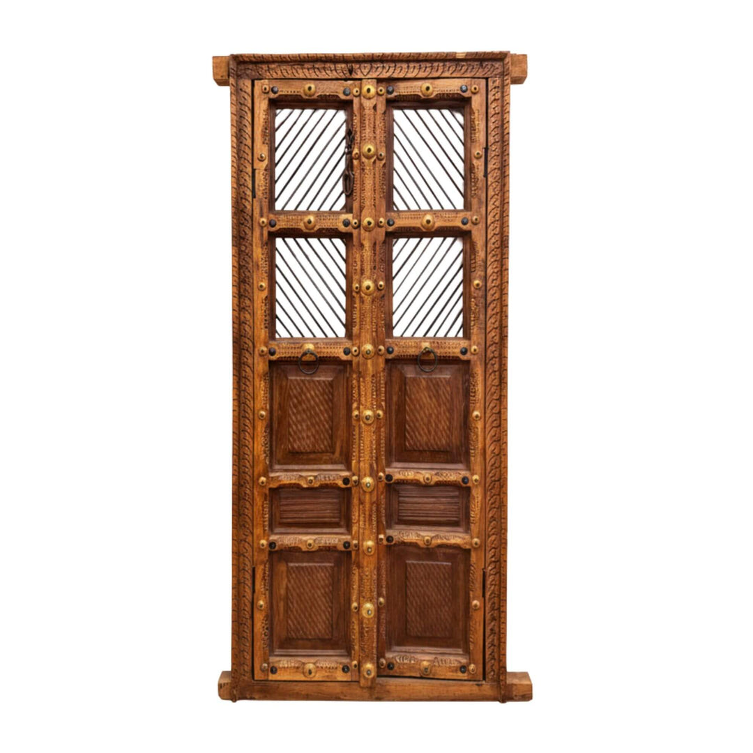 Front view of the Olmen Window crafted from carved sheesham wood.
