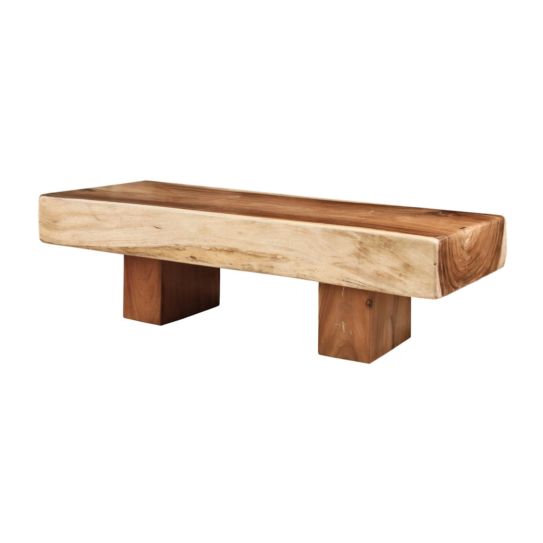 OMBAK MATI SUAR WOOD COFFEE TABLE with a natural finish on a white background