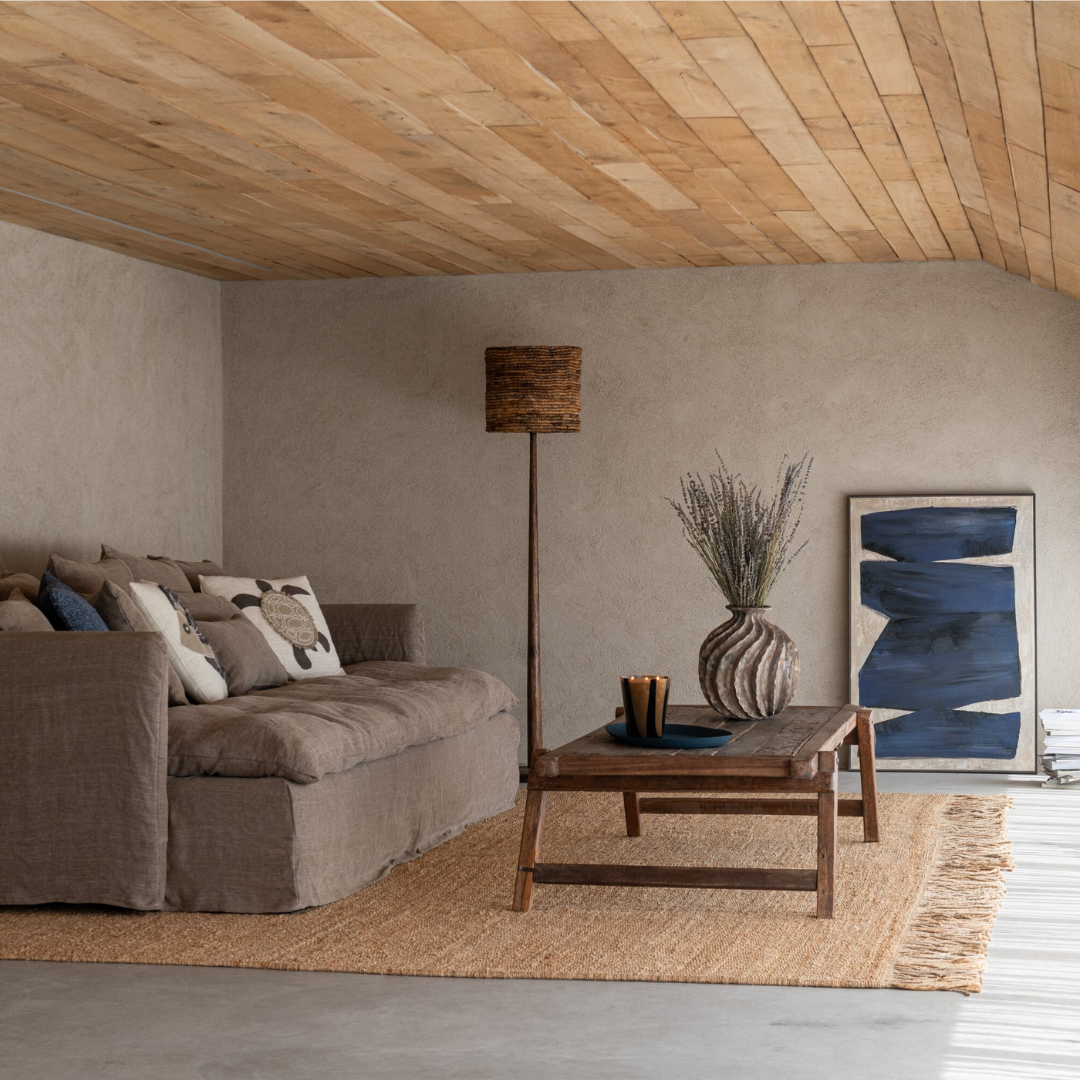 Styled interior scene featuring the Ombra Painting as a focal wall artwork in a modern living room.