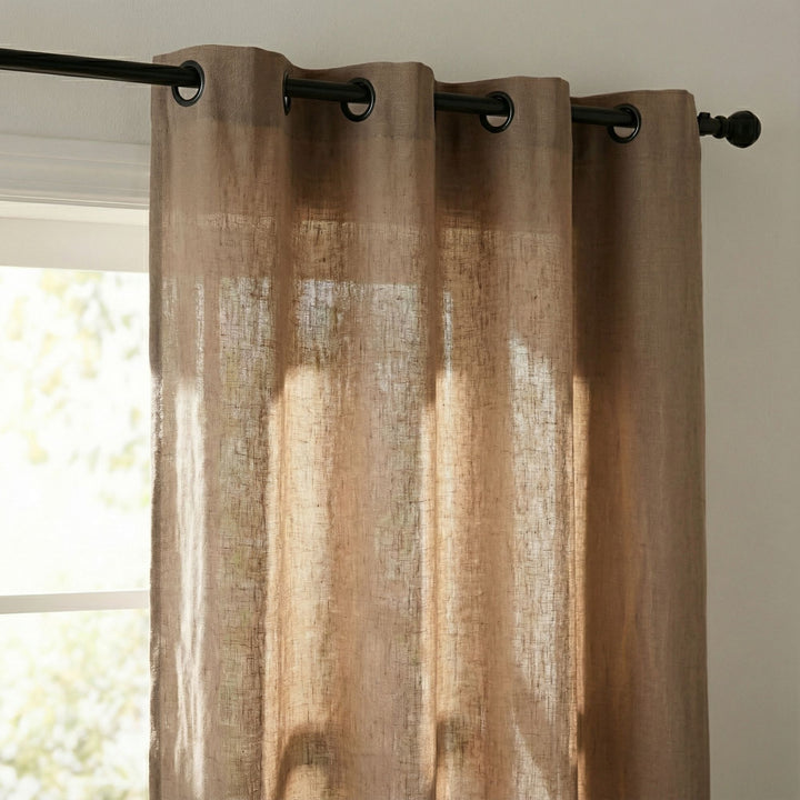 Close-up detail of the Opera curtain highlighting the woven cotton and linen blend.