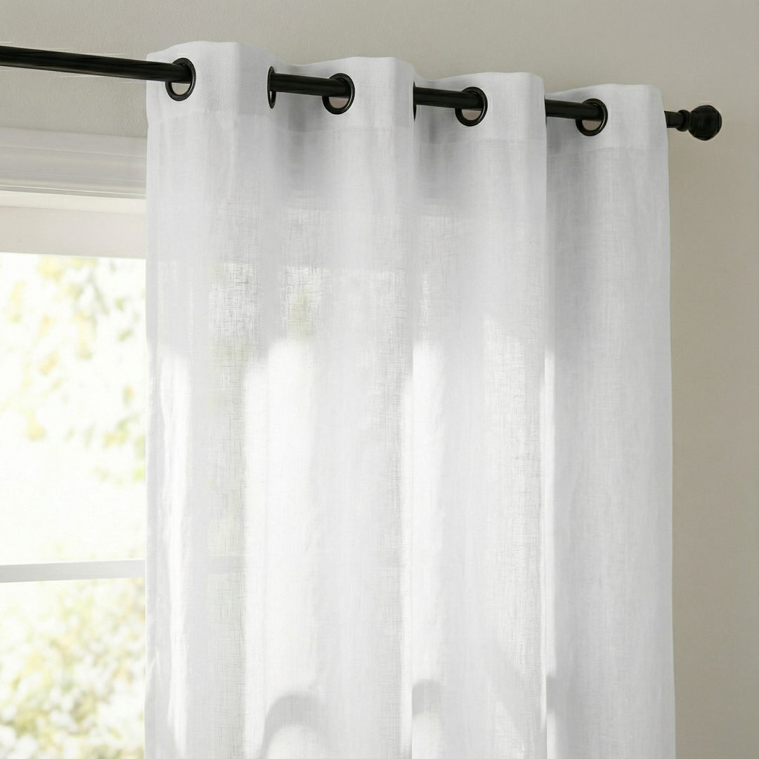 Close-up detail of the Opera curtain highlighting the woven cotton and linen blend.