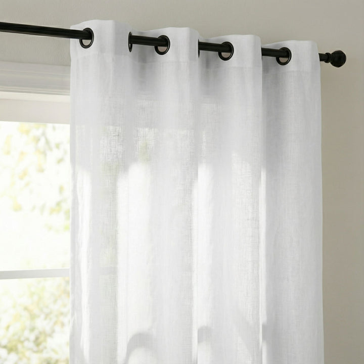 Close-up detail of the Opera curtain highlighting the woven cotton and linen blend.