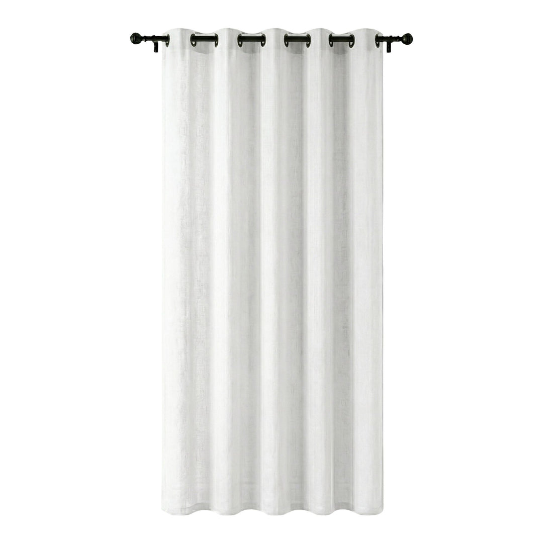 Full-length view of the Opera curtain showing its natural cotton-linen texture and elegant drape.