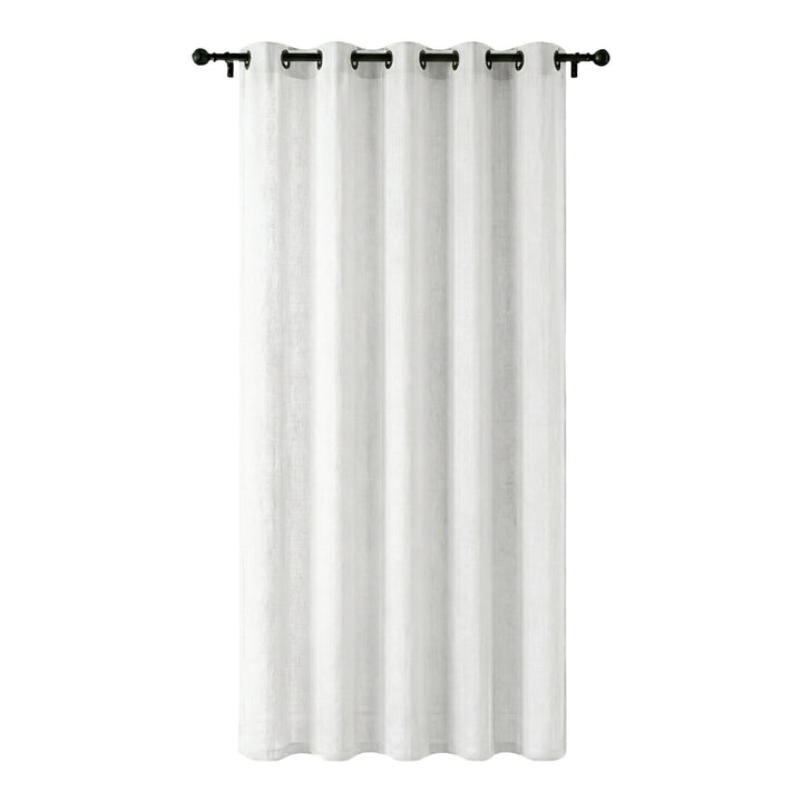 Full-length view of the Opera curtain showing its natural cotton-linen texture and elegant drape.