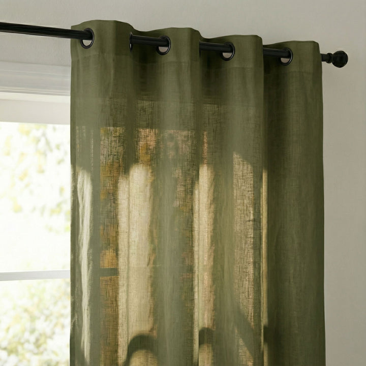 Close-up detail of the Opera curtain highlighting the woven cotton and linen blend.