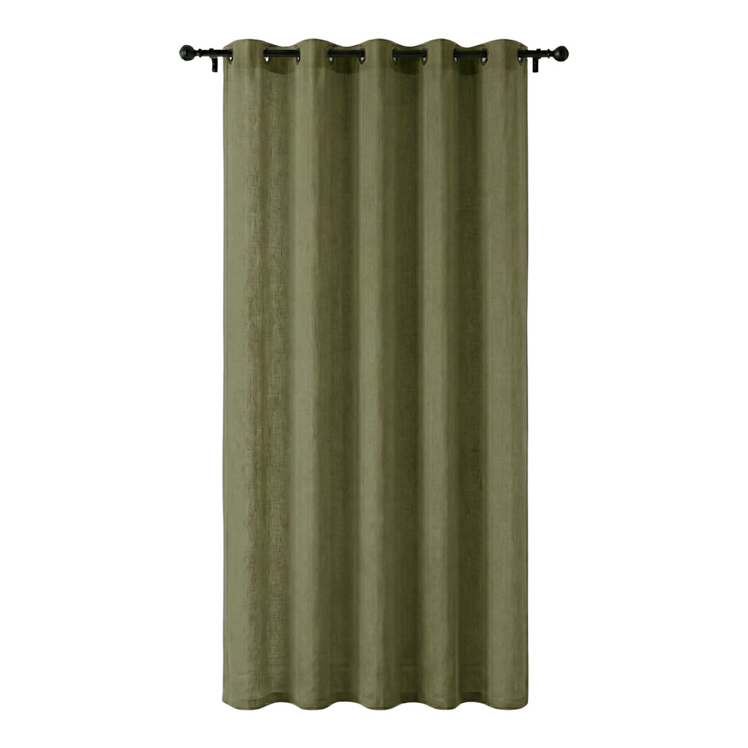Full-length view of the Opera curtain showing its natural cotton-linen texture and elegant drape.