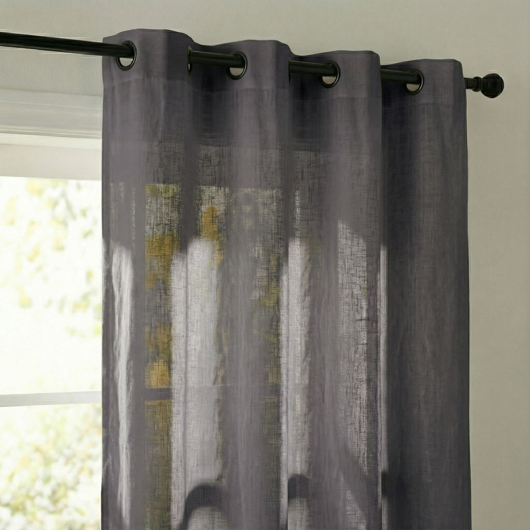 Close-up detail of the Opera curtain highlighting the woven cotton and linen blend.