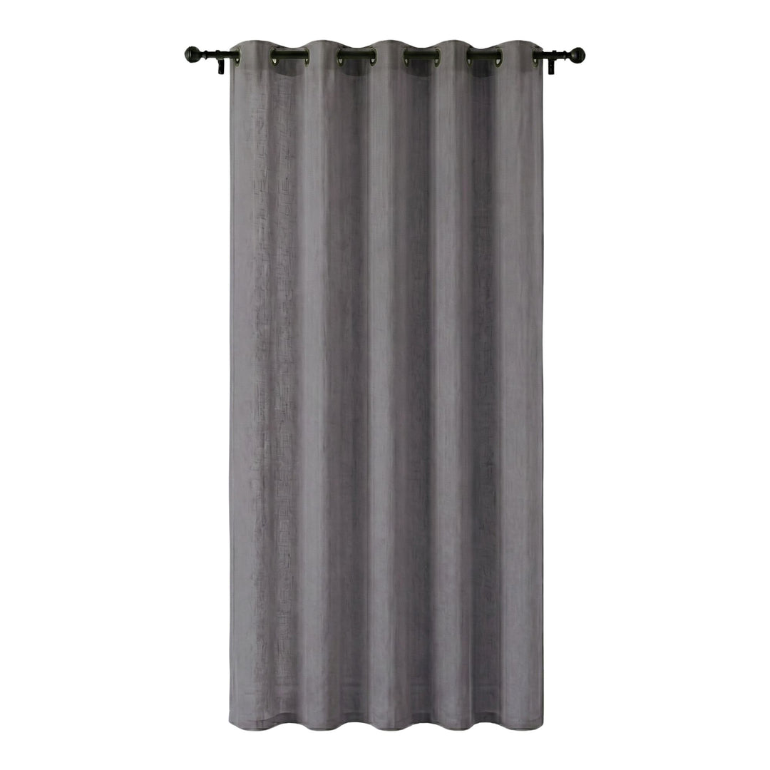 Full-length view of the Opera curtain showing its natural cotton-linen texture and elegant drape.