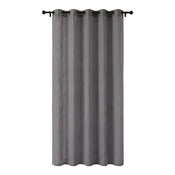 Full-length view of the Opera curtain showing its natural cotton-linen texture and elegant drape.