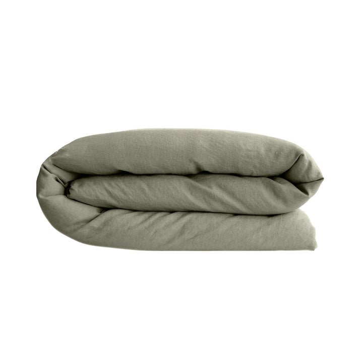 Folded Opera duvet cover displaying its soft structure and linen-rich fabric.