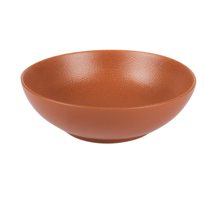 Orange ceramic saladier from the Vesuvio tableware series.