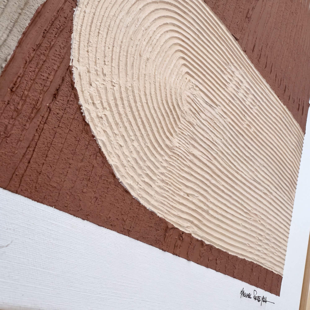 Close-up of the Organic Rhythm artwork showing its textured hand-painted surface and curved abstract pattern
