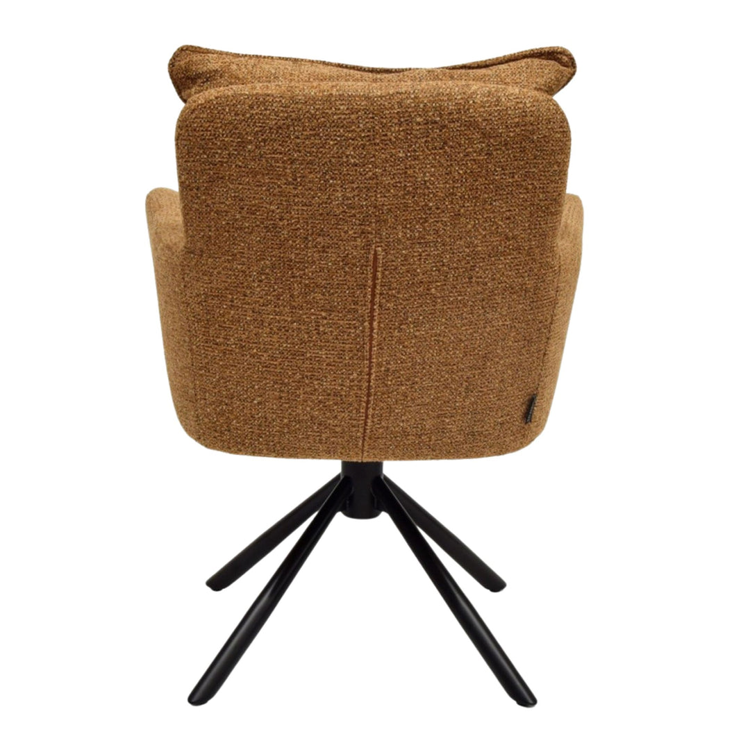 Back view of the caramel Oslo Dining Chair showing textured upholstery.