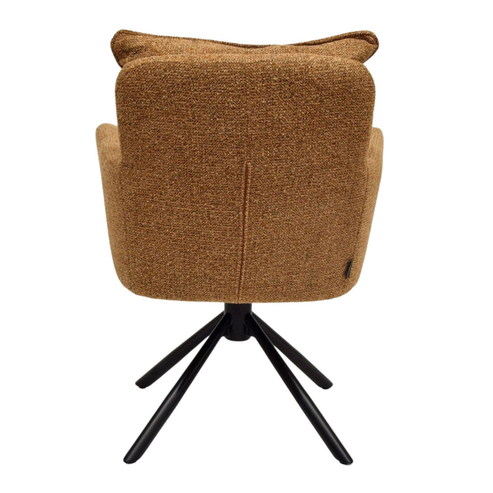 Back view of the caramel Oslo Dining Chair showing textured upholstery.