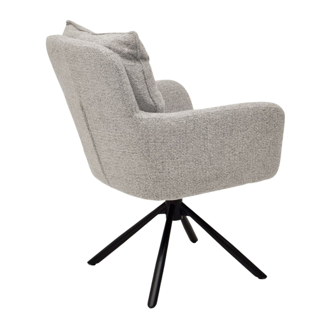 Back view of the Oslo Chair showing its curved design and metal base.