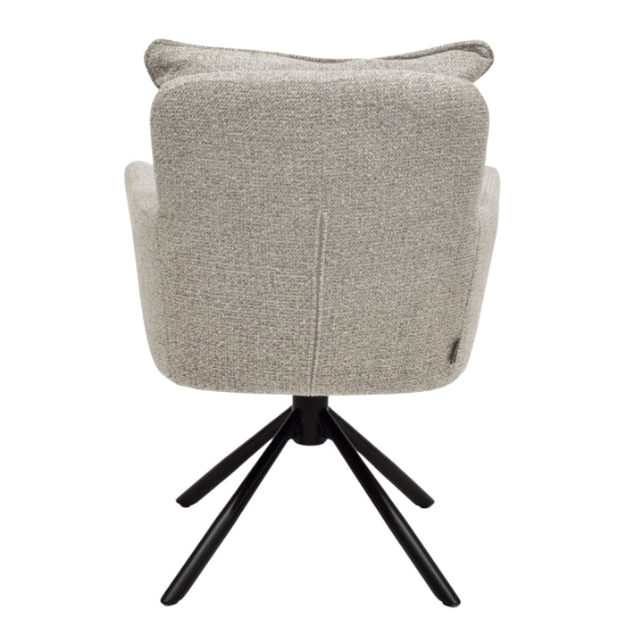 Back view of the Oslo Chair showing its curved design and metal base.