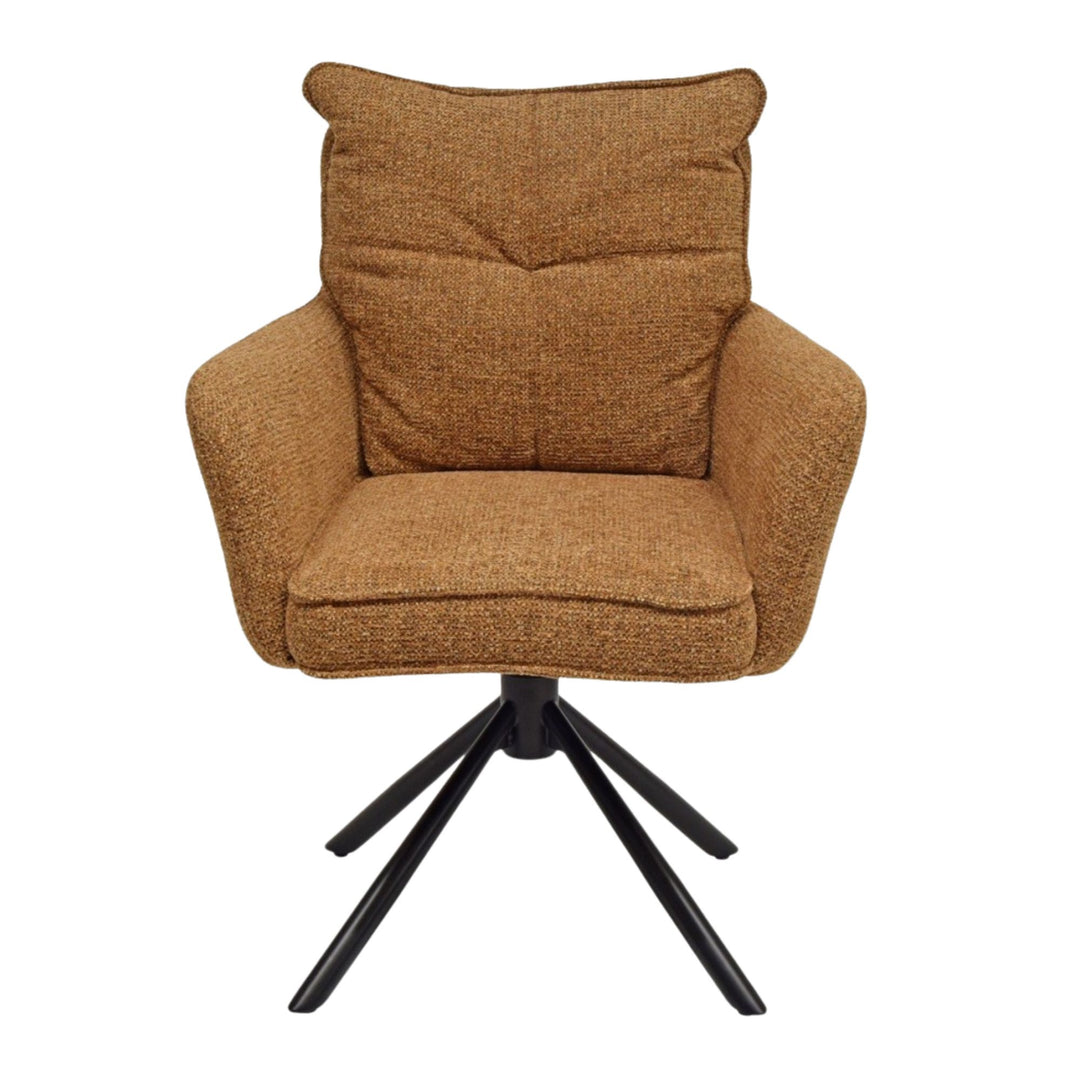 Front view of the Oslo Dining Chair in caramel fabric.
