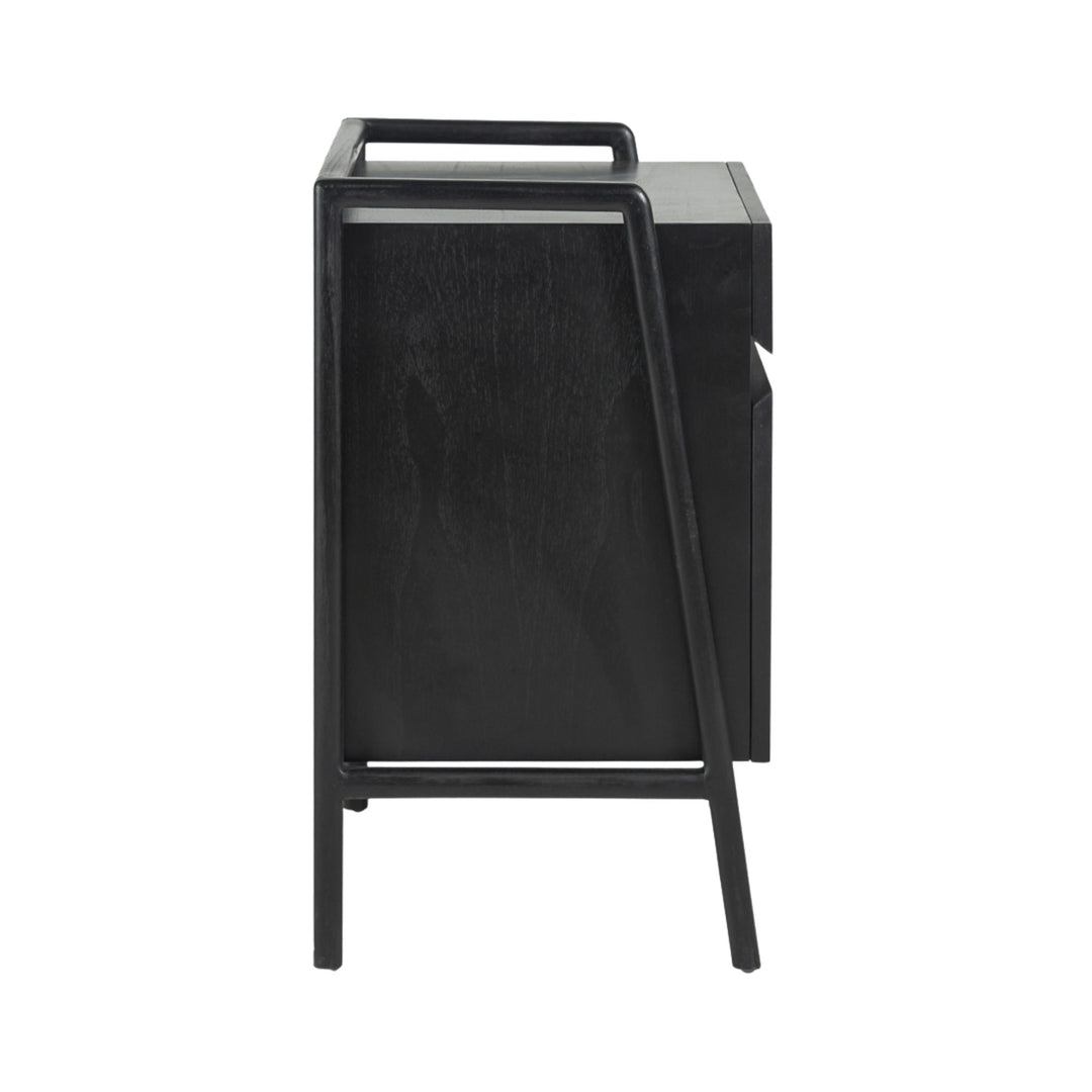 Side view of the Otemanu bedside table showing its elevated frame and clean lines.