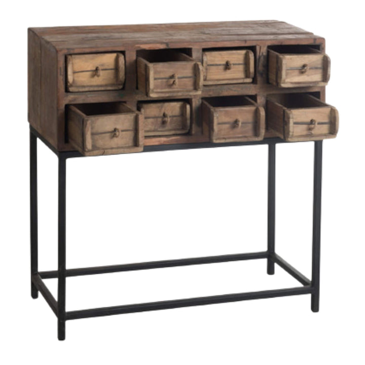 Otto apothecary-style cabinet with drawers partially open.