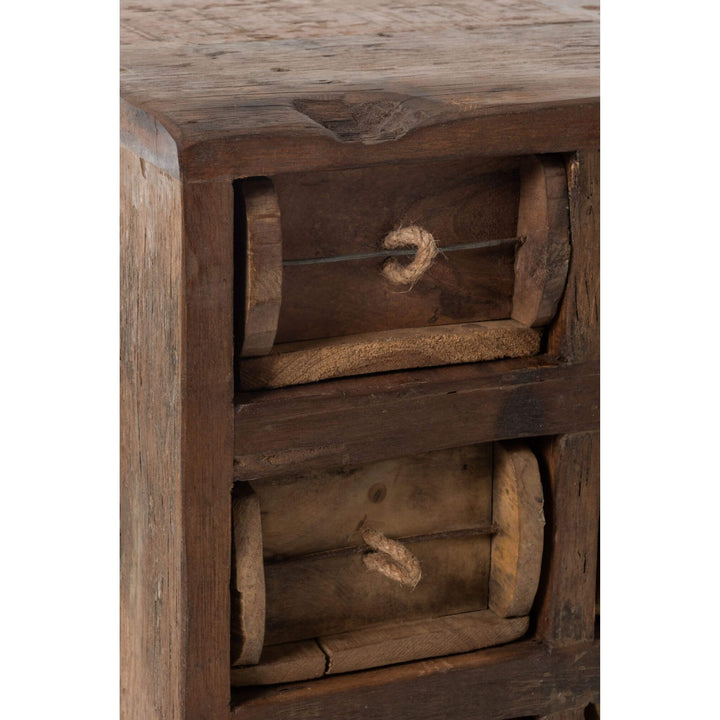 Drawer front detail highlighting vintage pull design
