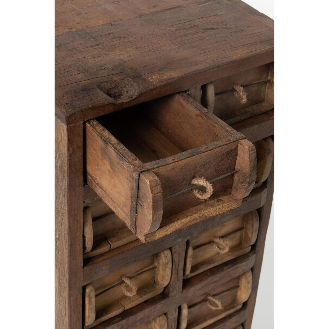 Top corner close-up of natural wood grain on Otto Drawer