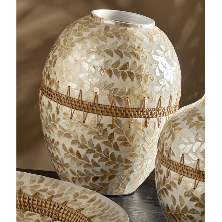 Styled close-up highlighting the natural sheen and layered texture of the capiz shells.