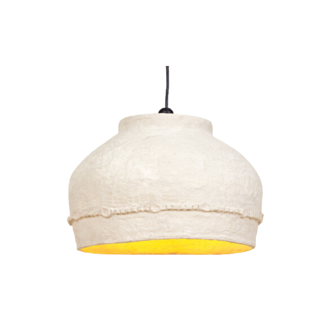 Papyrus ceiling lamp in cotton mâché with natural white shade.