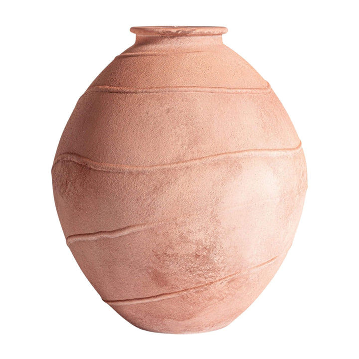 Parana Crystal Vase “B” in blush terracotta glass with rounded shape.