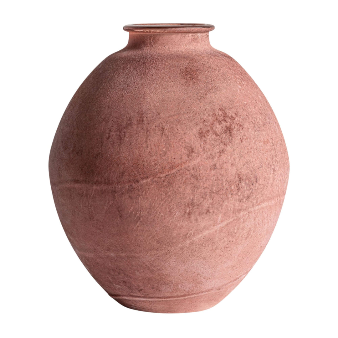 Parana Crystal Vase “C” in terracotta glass with round shape.