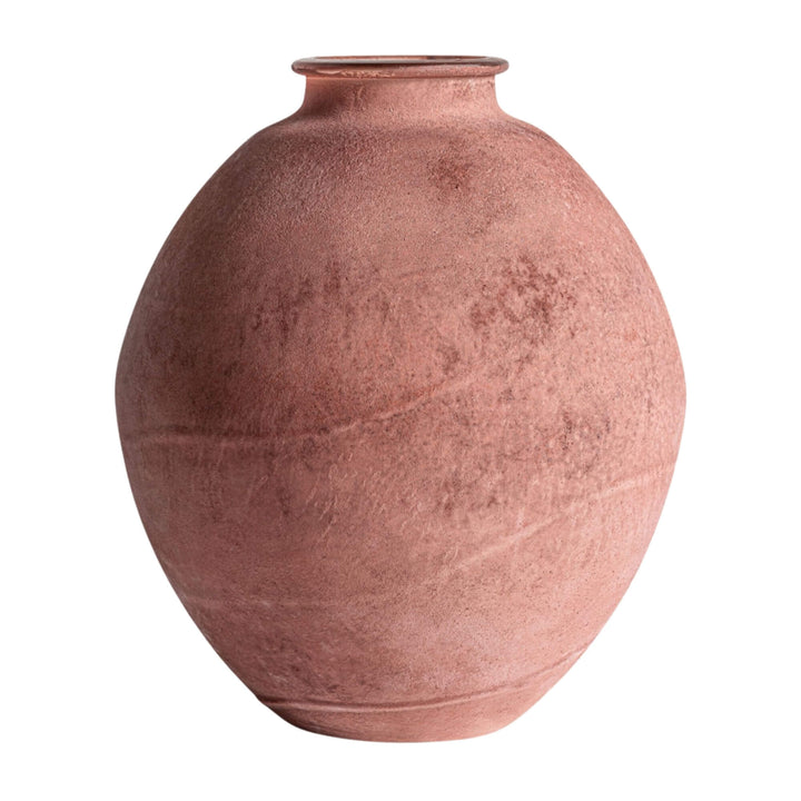 Parana Crystal Vase “C” in terracotta glass with round shape.