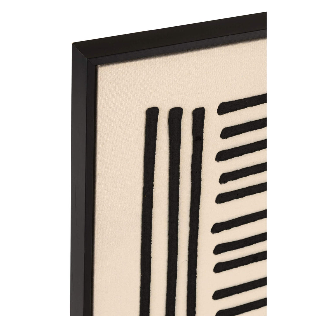 Close-up of the textured black lines on canvas.