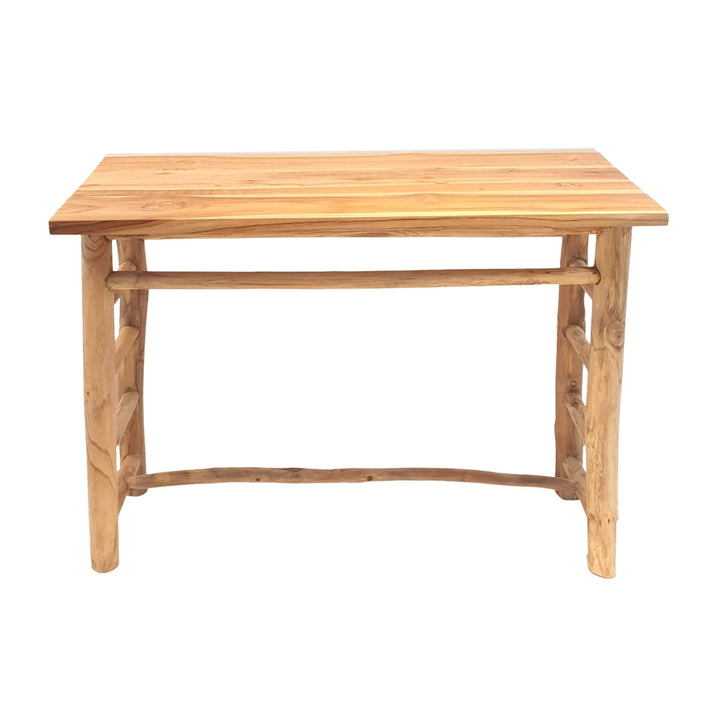 PEMALI Teak Wood Console front view with natural finish and clean lines