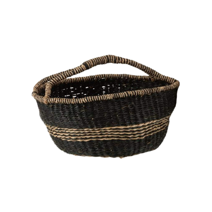 Small Persephone Black basket, oval shape with handles