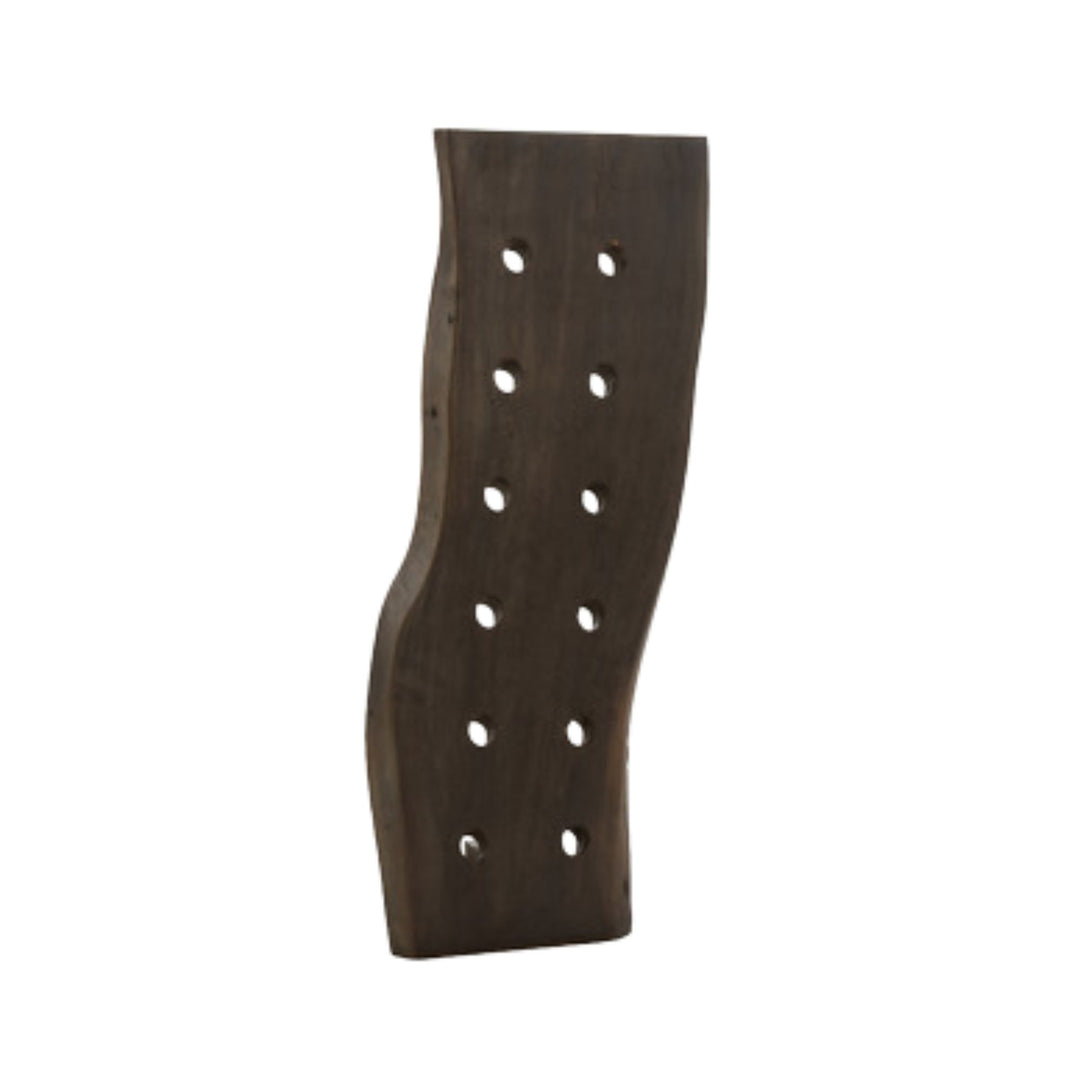 Front view of Pirate mango wood wall-mounted bottle rack