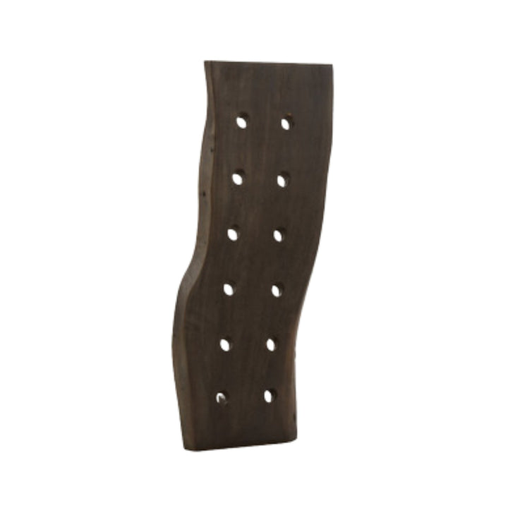 Front view of Pirate mango wood wall-mounted bottle rack