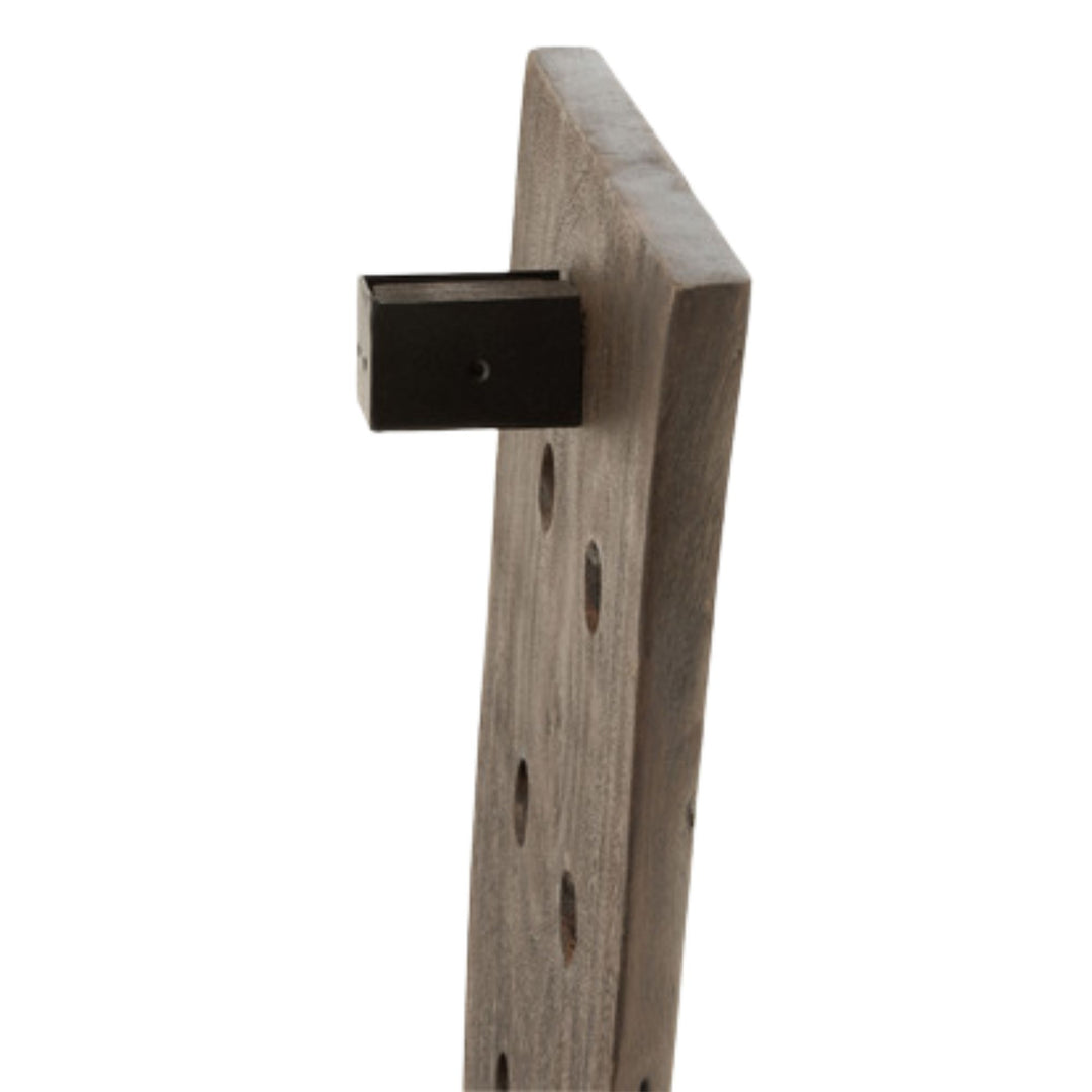 Side view highlighting the thickness and wall-mount structure of the bottle rack.