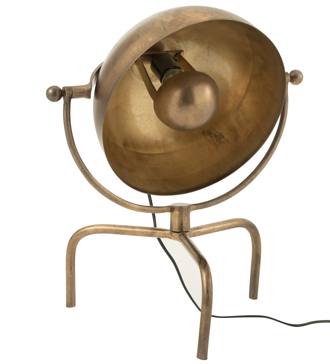 Pix table lamp in antique brass finish with round spotlight design, 41×29×54 cm.