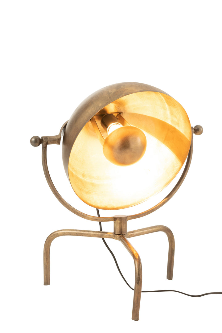 Lit Industrial-style Pix iron lamp in white background.