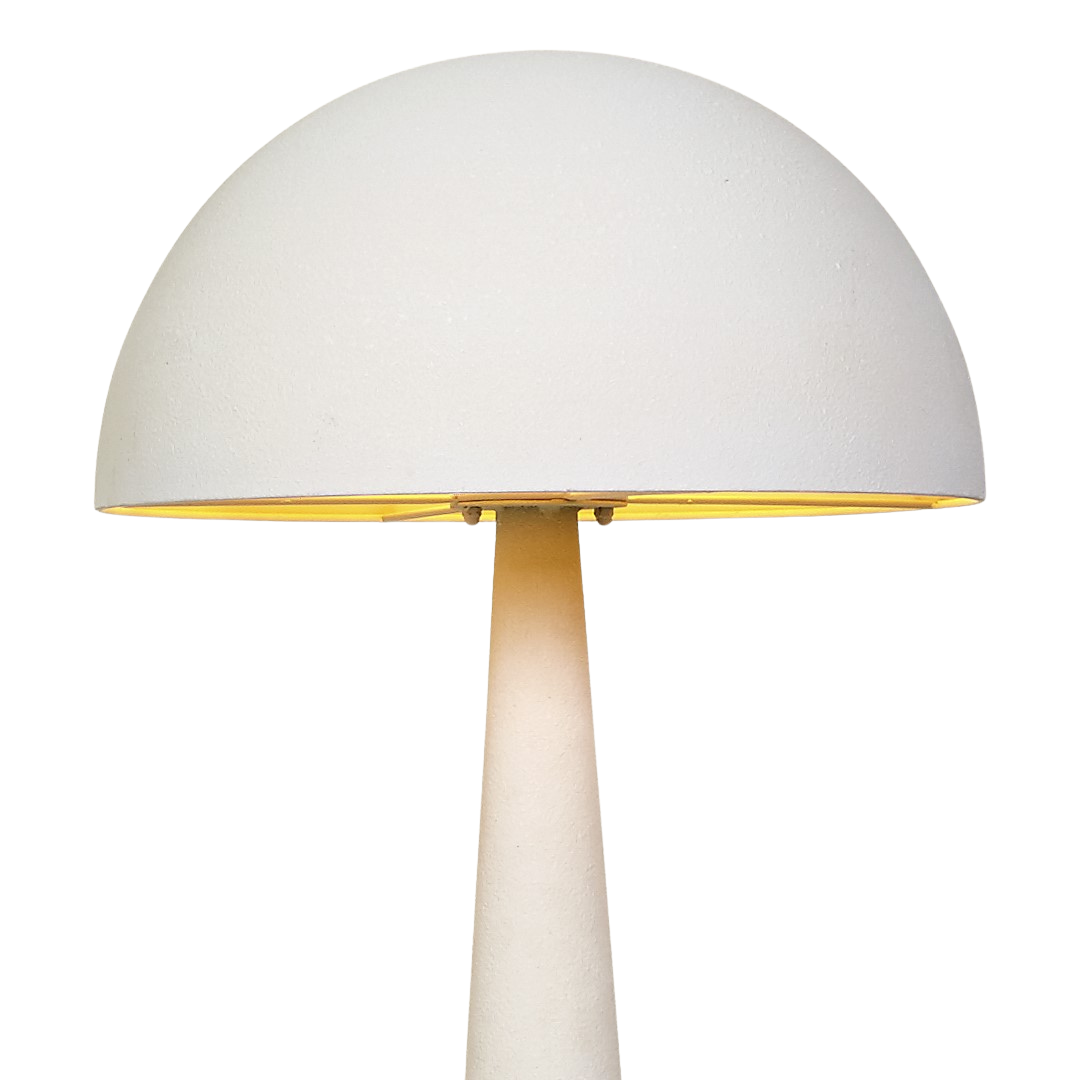Close-up of Prana lamp dome shade with soft underside glow.